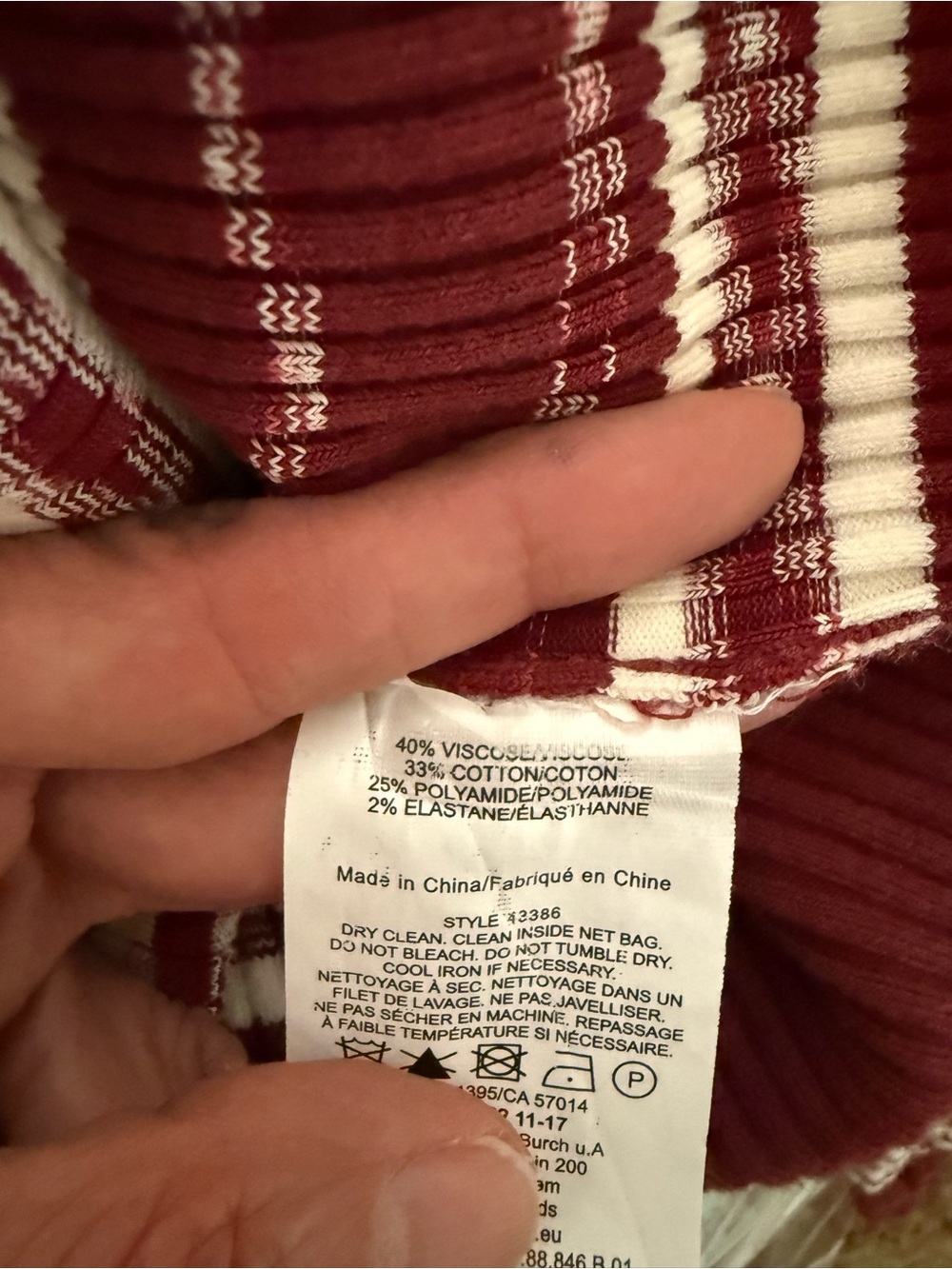 Tory Burch  Burgundy and White Striped Turtleneck Sweater - Picture 4 of 4